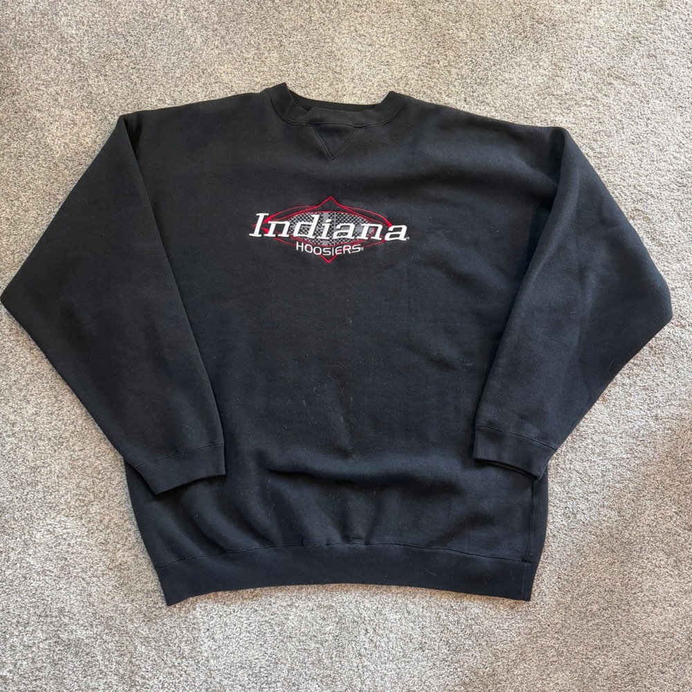 Cadre Athletic Indiana Hoosiers Embroidered Crewneck Sweatshirt Black Mens XL